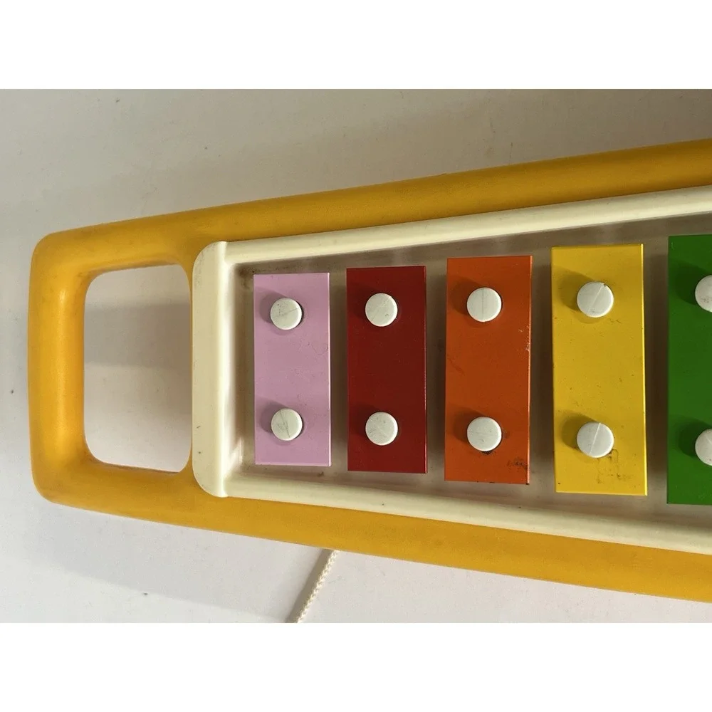 Vintage LITTLE TIKES  Rolling Xylophone  ~ Yellow w/Orange Wheels USA ~ EUC